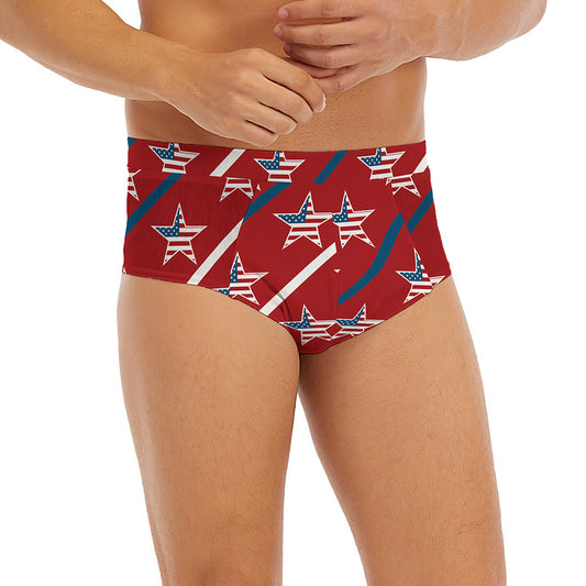 USA Patriotic Star Pattern Print Men's Briefs