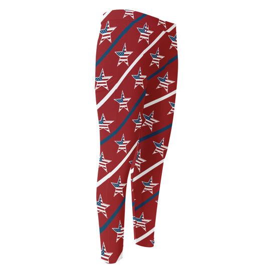USA Patriotic Star Pattern Print Men's Compression Pants