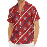 USA Patriotic Star Pattern Print Men's Deep V-Neck Shirt
