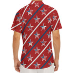 USA Patriotic Star Pattern Print Men's Deep V-Neck Shirt