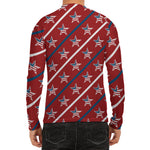 USA Patriotic Star Pattern Print Men's Long Sleeve Rash Guard