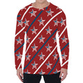 USA Patriotic Star Pattern Print Men's Long Sleeve T-Shirt