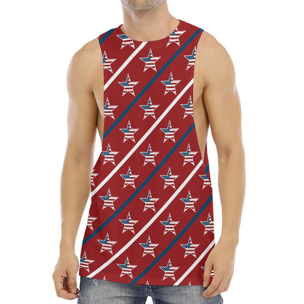 USA Patriotic Star Pattern Print Men's Muscle Tank Top