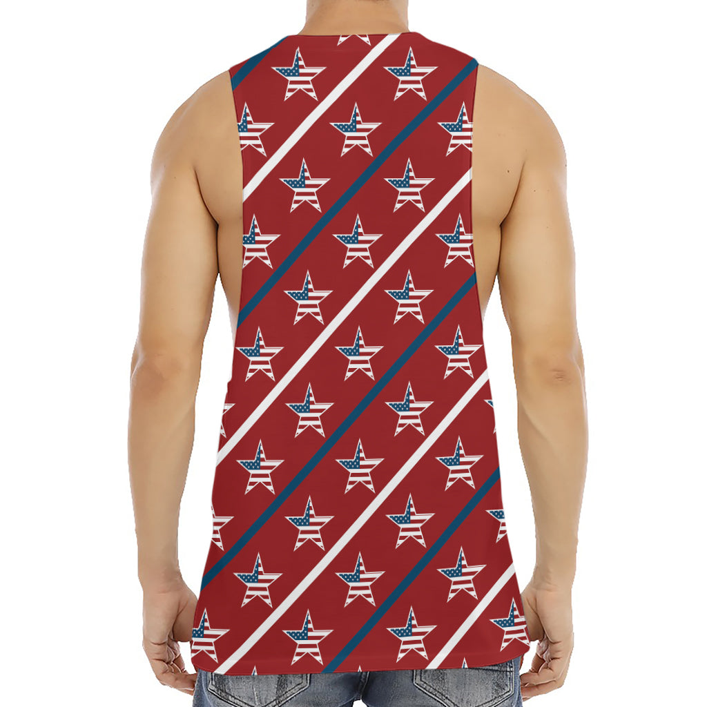 USA Patriotic Star Pattern Print Men's Muscle Tank Top