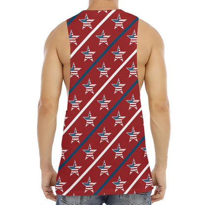 USA Patriotic Star Pattern Print Men's Muscle Tank Top