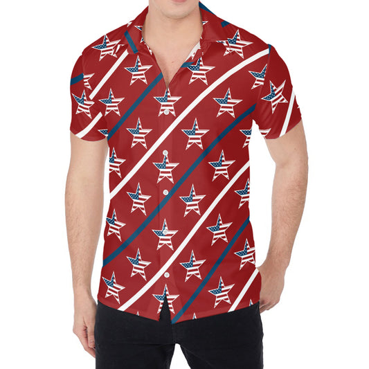 USA Patriotic Star Pattern Print Men's Shirt