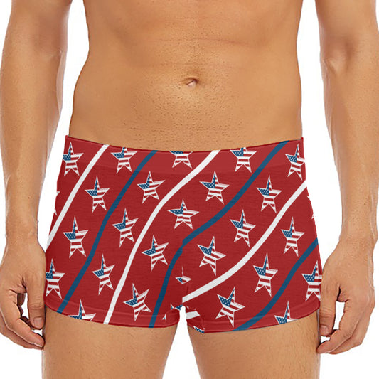 USA Patriotic Star Pattern Print Men's Short Boxer Briefs