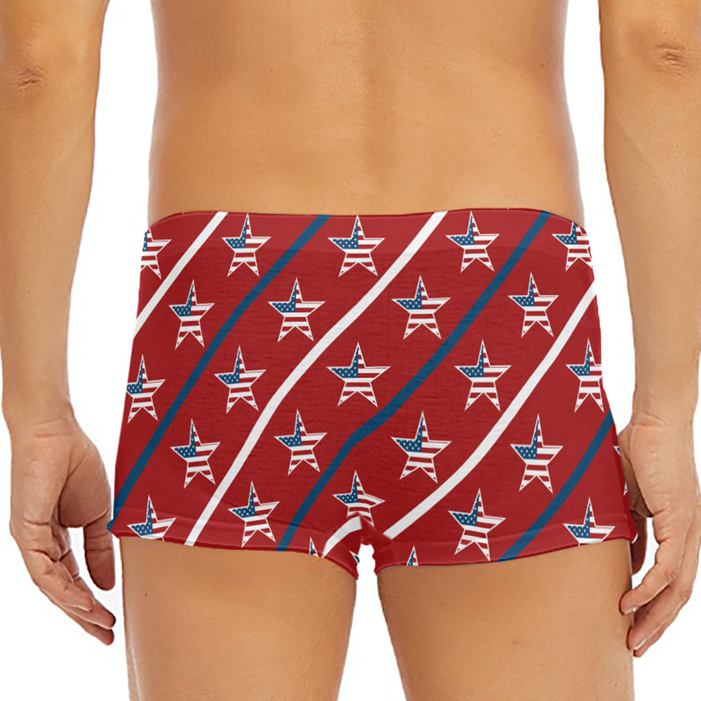 USA Patriotic Star Pattern Print Men's Short Boxer Briefs