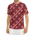 USA Patriotic Star Pattern Print Men's Short Sleeve Rash Guard