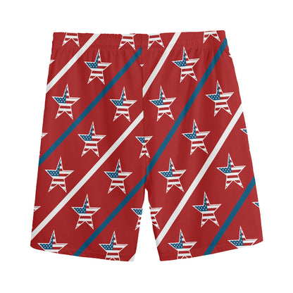 USA Patriotic Star Pattern Print Men's Sports Shorts