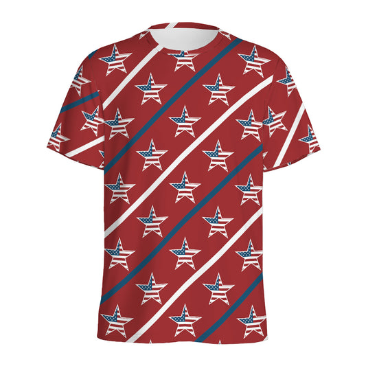USA Patriotic Star Pattern Print Men's Sports T-Shirt