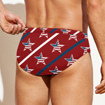 USA Patriotic Star Pattern Print Men's Swim Briefs