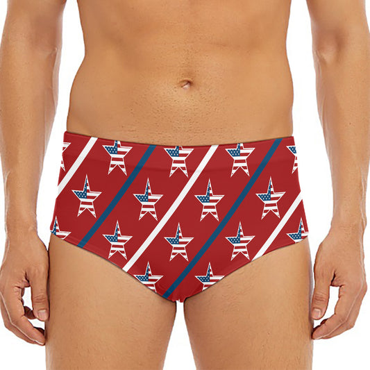 USA Patriotic Star Pattern Print Men's Triangle Swim Briefs