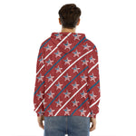 USA Patriotic Star Pattern Print Men's Velvet Pullover Hoodie