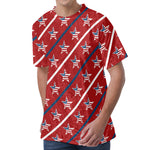 USA Patriotic Star Pattern Print Men's Velvet T-Shirt