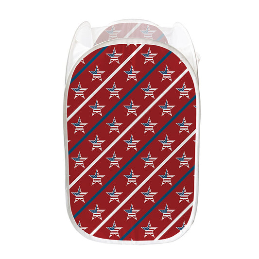 USA Patriotic Star Pattern Print Mesh Laundry Hamper