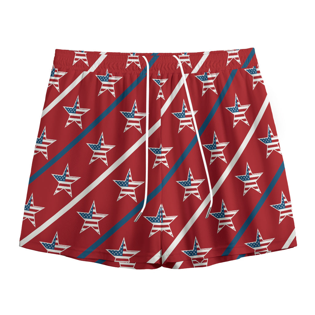 USA Patriotic Star Pattern Print Mesh Shorts