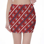 USA Patriotic Star Pattern Print Pencil Mini Skirt