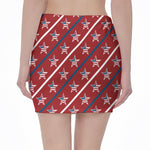 USA Patriotic Star Pattern Print Pencil Mini Skirt