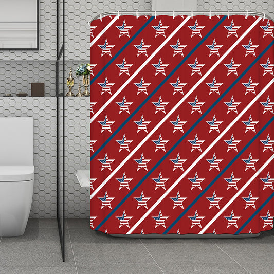 USA Patriotic Star Pattern Print Polyester Shower Curtain