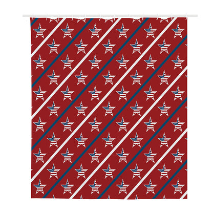 USA Patriotic Star Pattern Print Polyester Shower Curtain