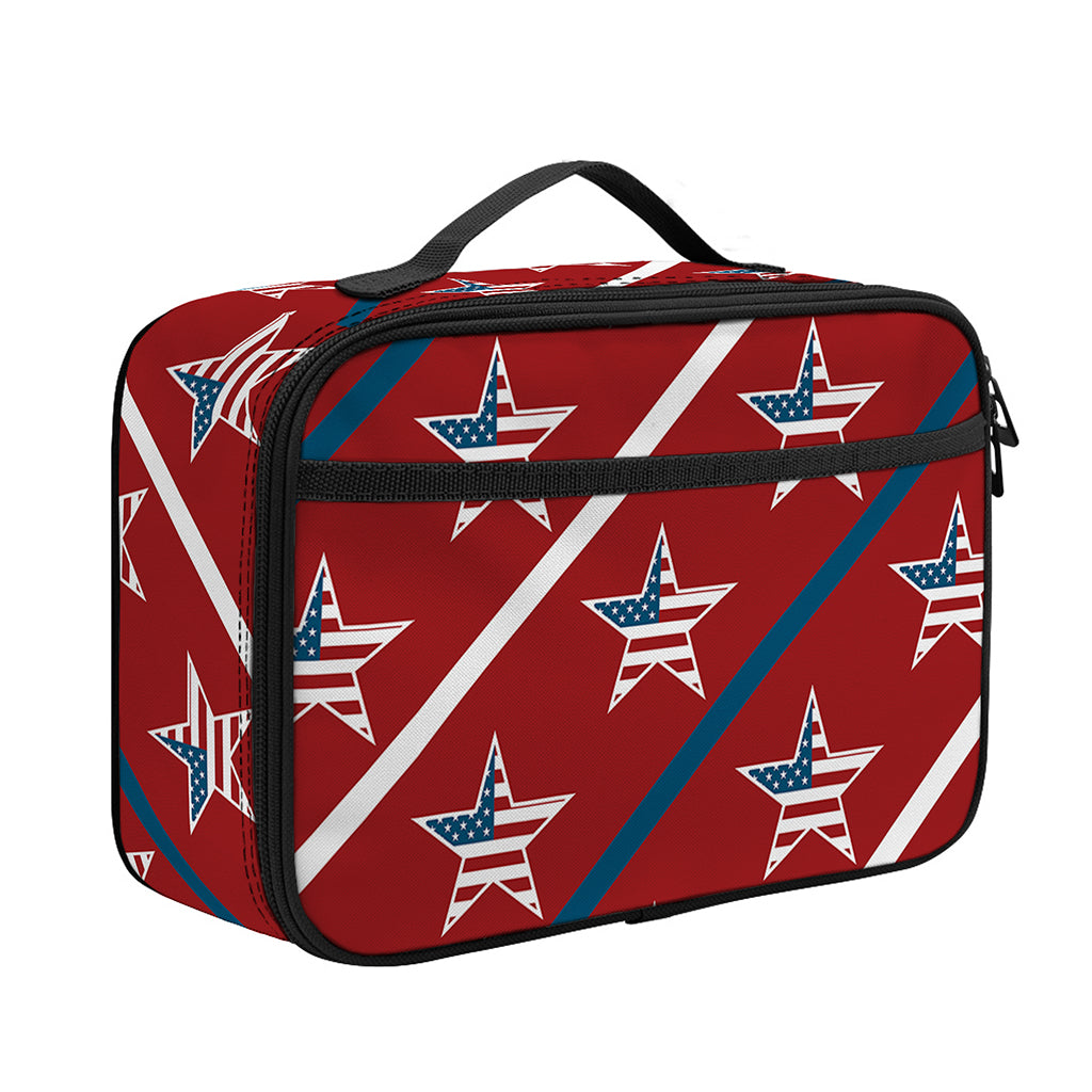 USA Patriotic Star Pattern Print Portable Lunch Bag