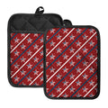 USA Patriotic Star Pattern Print Pot Holders With Pocket