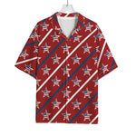 USA Patriotic Star Pattern Print Rayon Hawaiian Shirt