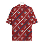 USA Patriotic Star Pattern Print Rayon Hawaiian Shirt