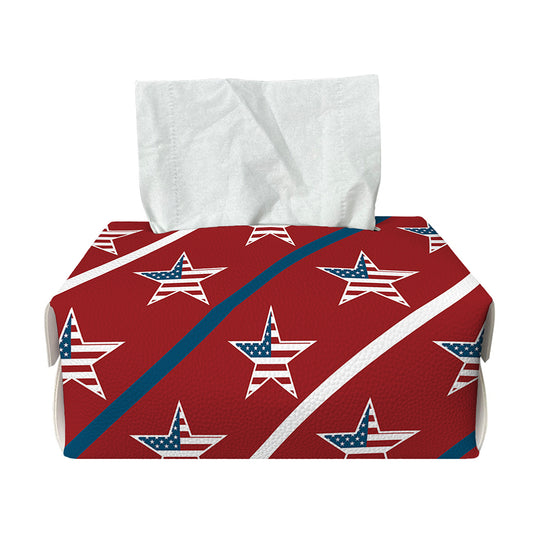 USA Patriotic Star Pattern Print Rectangle Tissue Box Cover