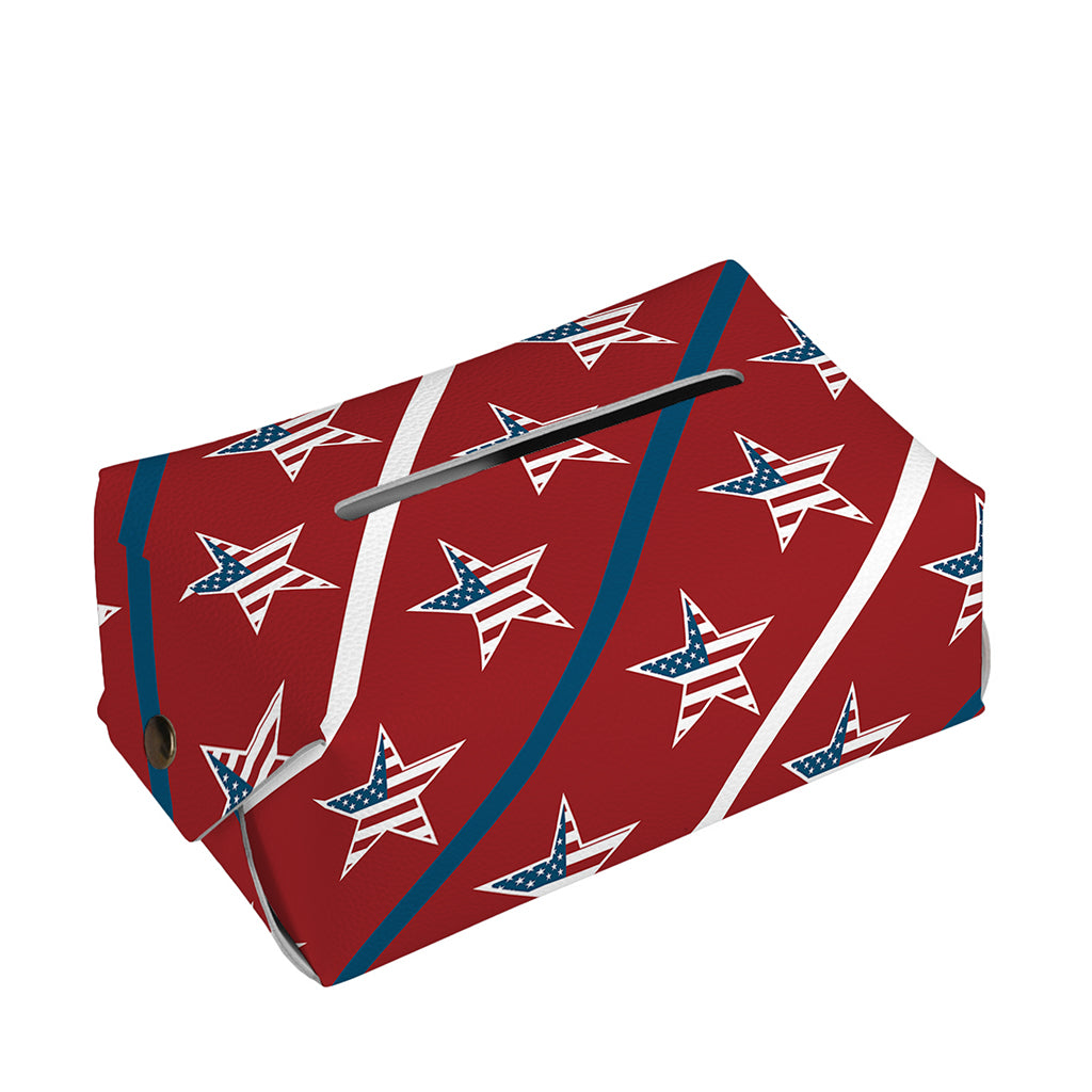 USA Patriotic Star Pattern Print Rectangle Tissue Box Cover