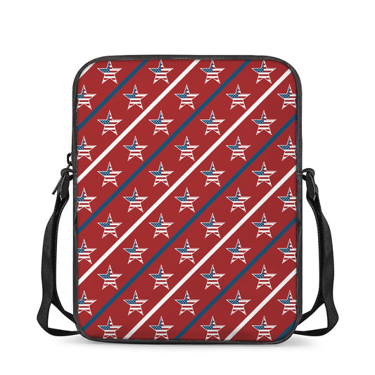 USA Patriotic Star Pattern Print Rectangular Crossbody Bag