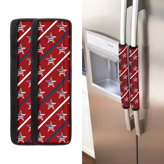USA Patriotic Star Pattern Print Refrigerator Handle Covers