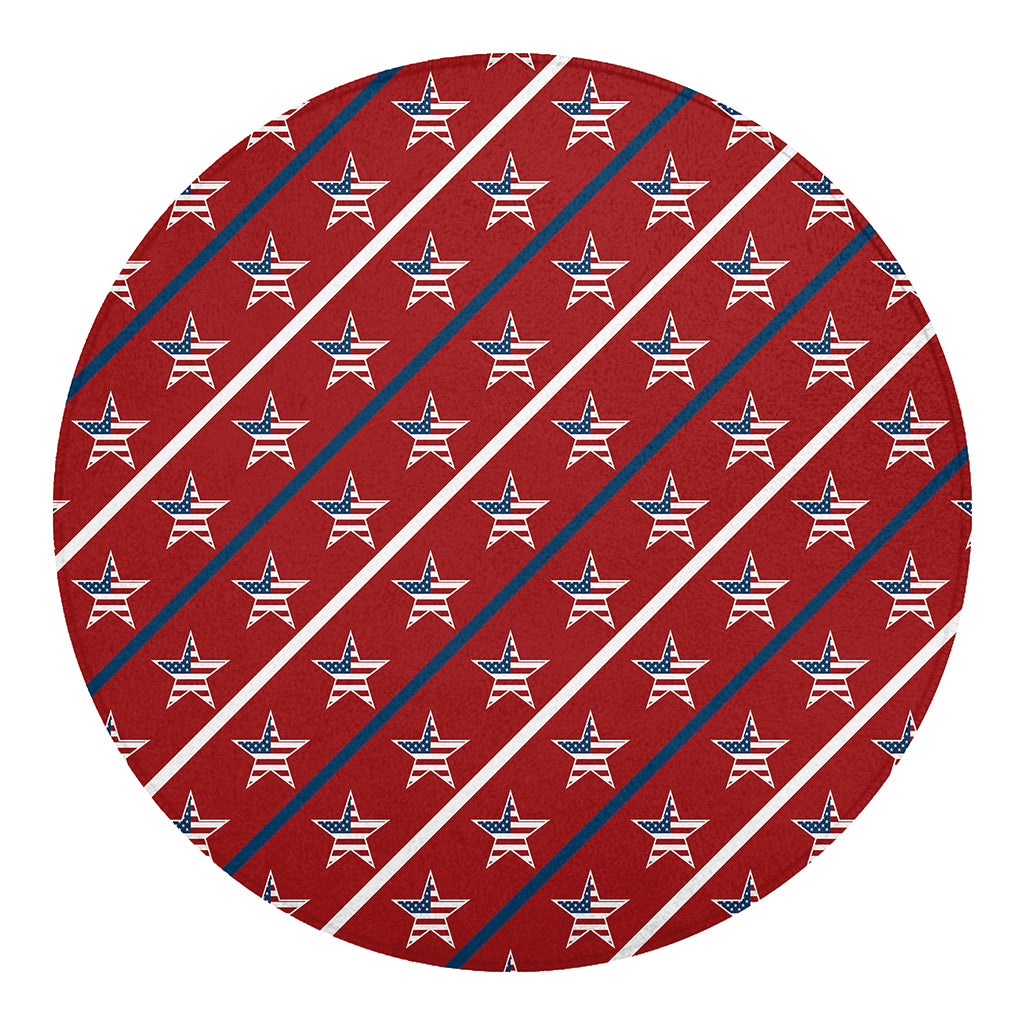 USA Patriotic Star Pattern Print Round Blanket
