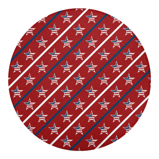 USA Patriotic Star Pattern Print Round Blanket