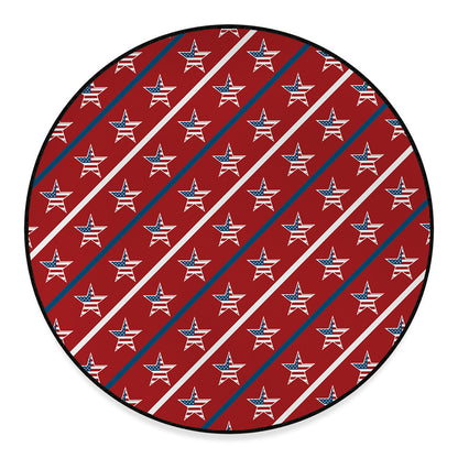 USA Patriotic Star Pattern Print Round Floor Mat