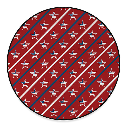 USA Patriotic Star Pattern Print Round Floor Mat