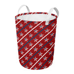 USA Patriotic Star Pattern Print Round Laundry Basket
