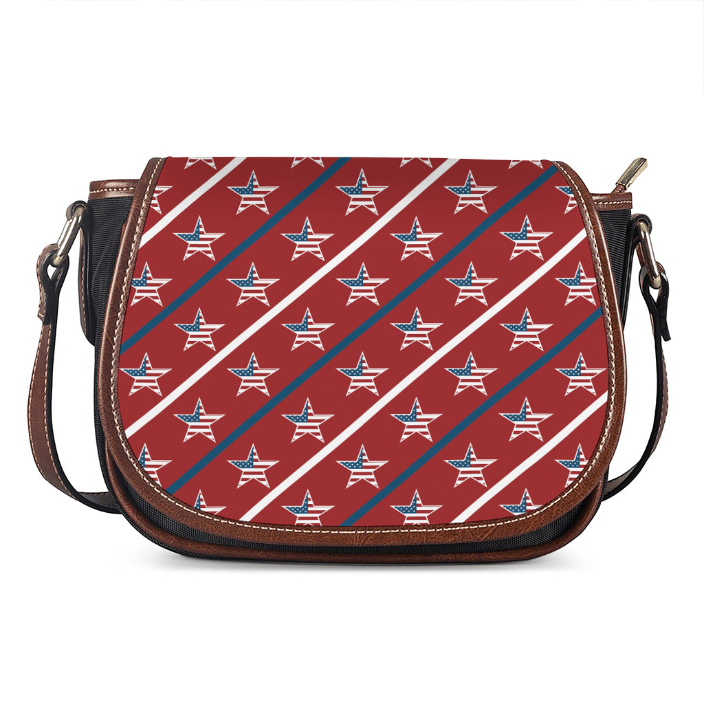 USA Patriotic Star Pattern Print Saddle Bag