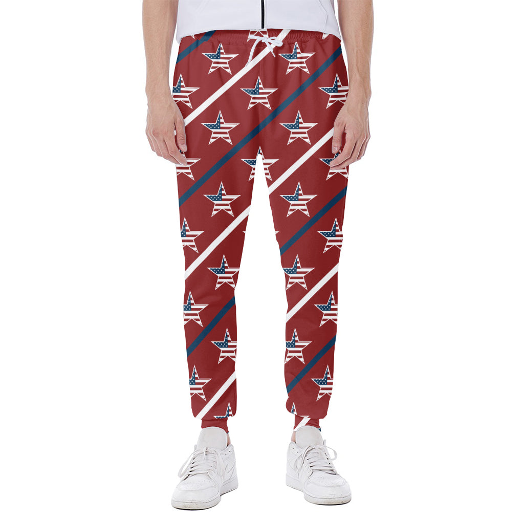 USA Patriotic Star Pattern Print Scuba Joggers