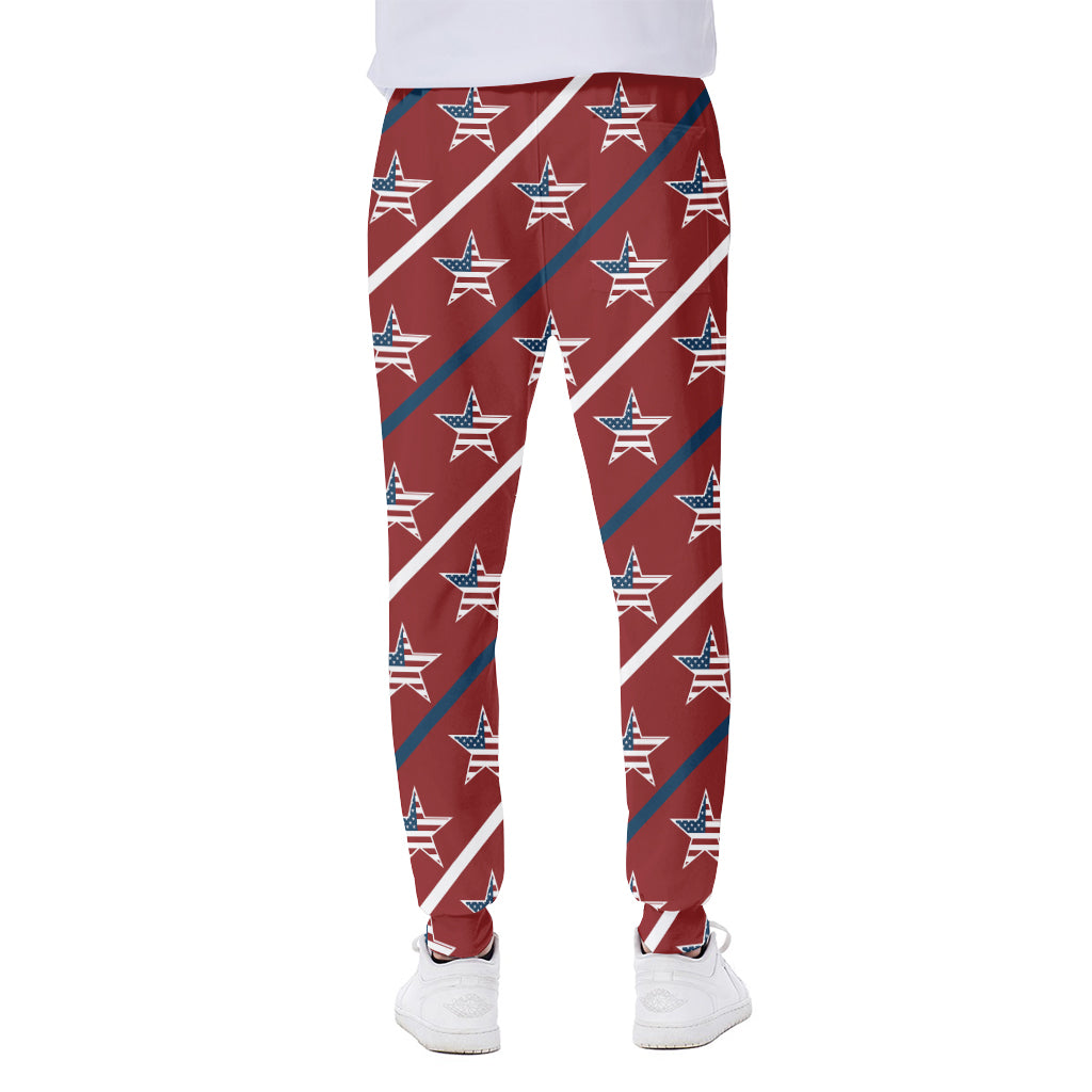 USA Patriotic Star Pattern Print Scuba Joggers