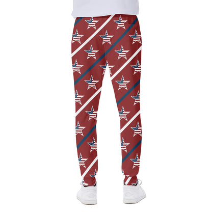 USA Patriotic Star Pattern Print Scuba Joggers