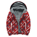USA Patriotic Star Pattern Print Sherpa Lined Zip Up Hoodie