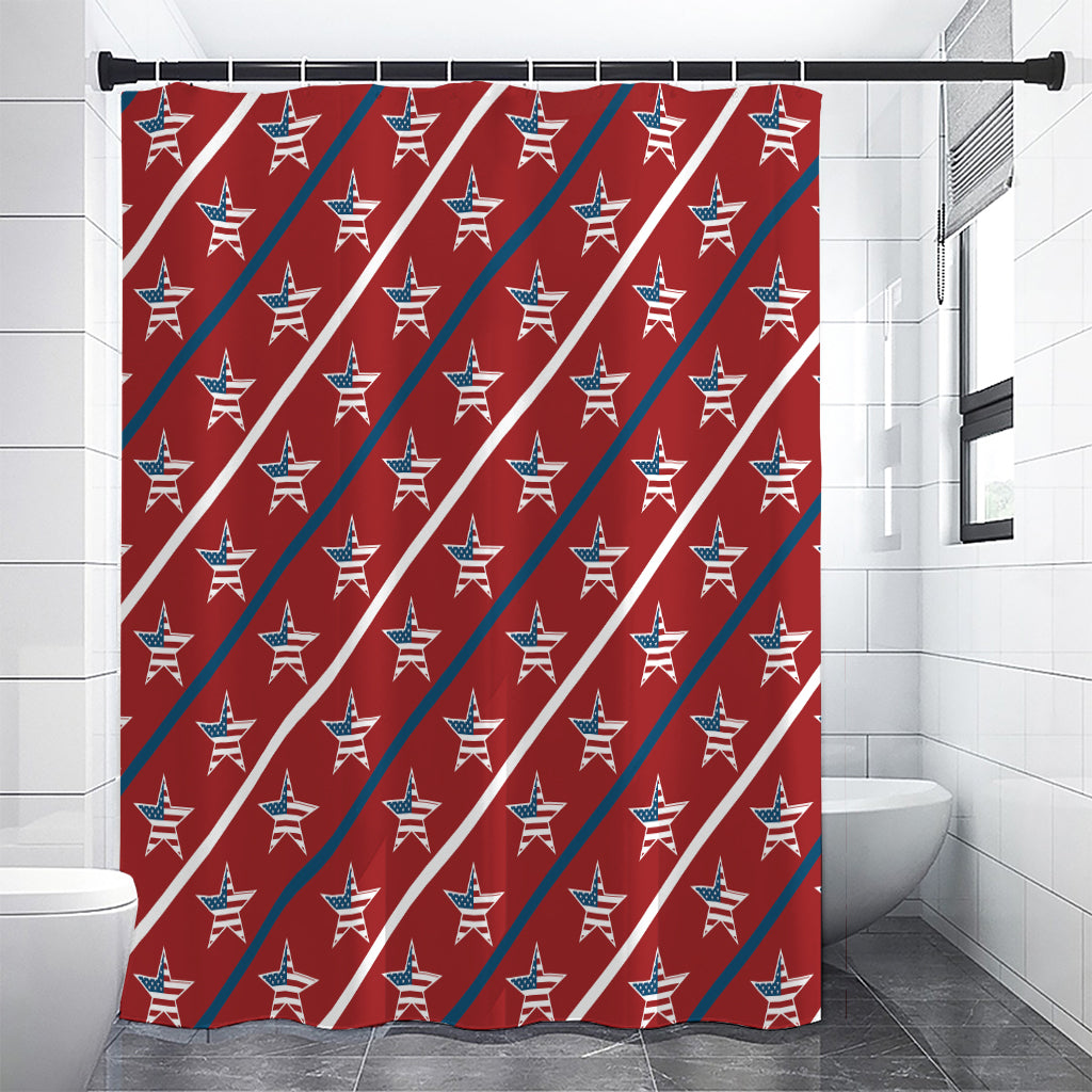 USA Patriotic Star Pattern Print Shower Curtain