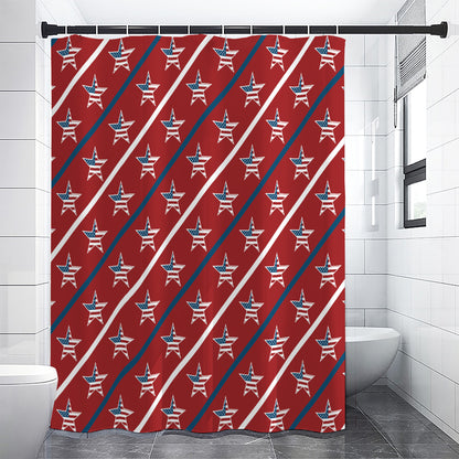 USA Patriotic Star Pattern Print Shower Curtain