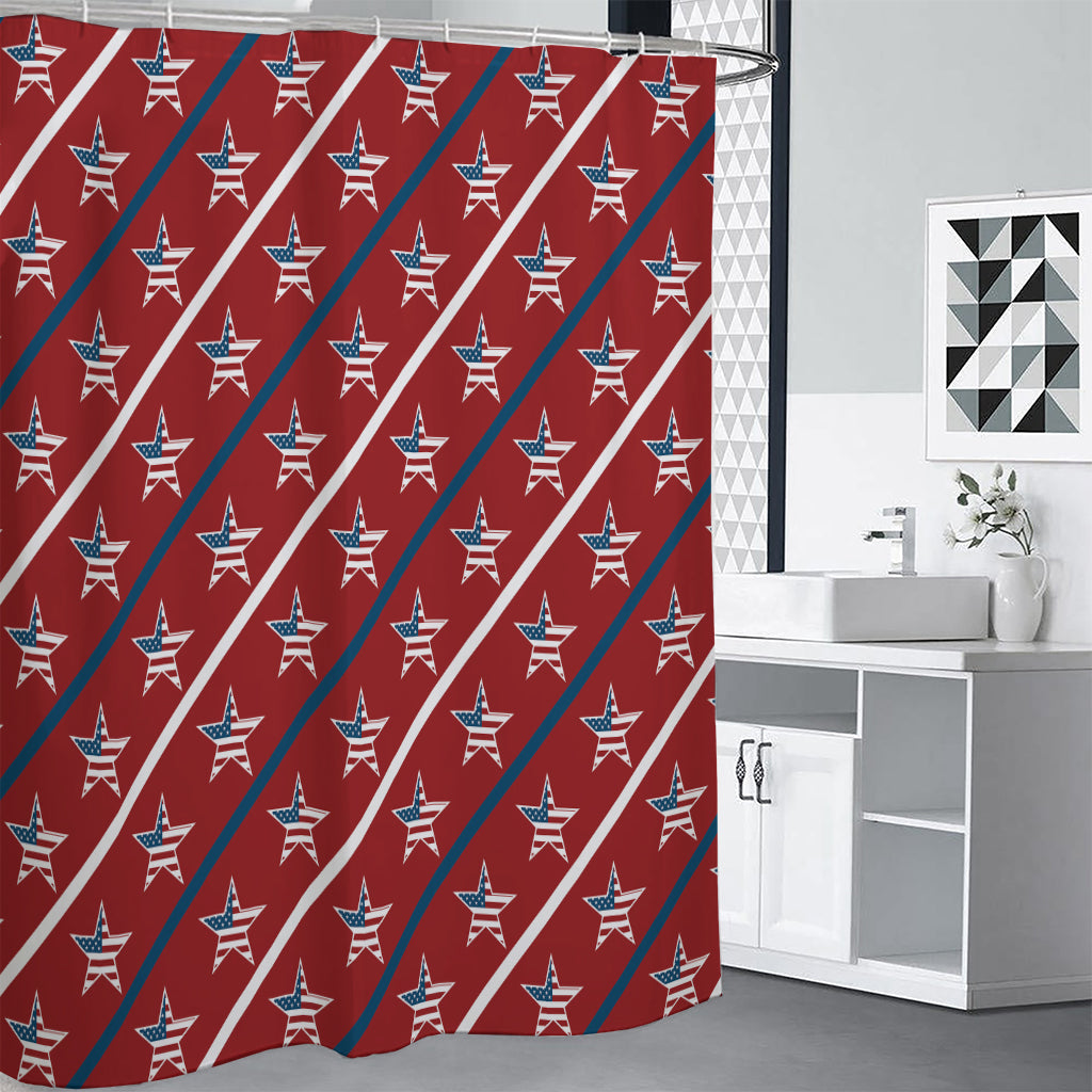 USA Patriotic Star Pattern Print Shower Curtain