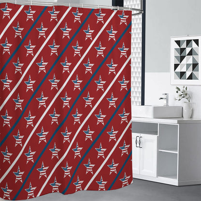 USA Patriotic Star Pattern Print Shower Curtain
