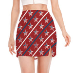 USA Patriotic Star Pattern Print Side Slit Mini Skirt
