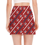 USA Patriotic Star Pattern Print Side Slit Mini Skirt