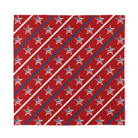 USA Patriotic Star Pattern Print Silk Bandana